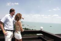 Terrace with panoramic view to Lake Balaton in Hotel Marina Balatonfured